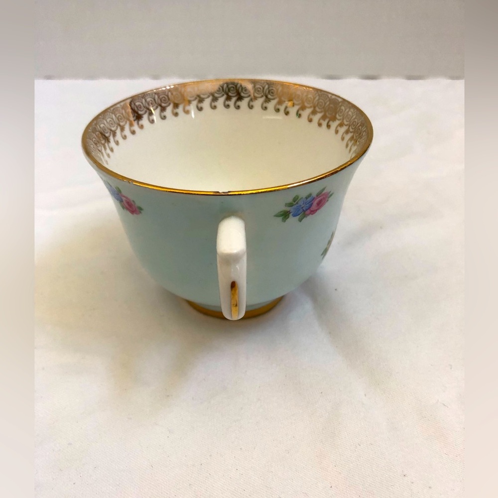 Colclough China Tea Cup Saucer Sky Blue Scattered Floral Buds Gold Edge England - Picture 8 of 15